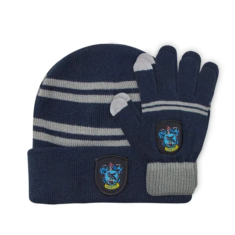 Harried Potter Ravenclaw House Winter Warm Hat and Gloves Magical Academy of Magic Set Cosplay Gift for Boys and Girls