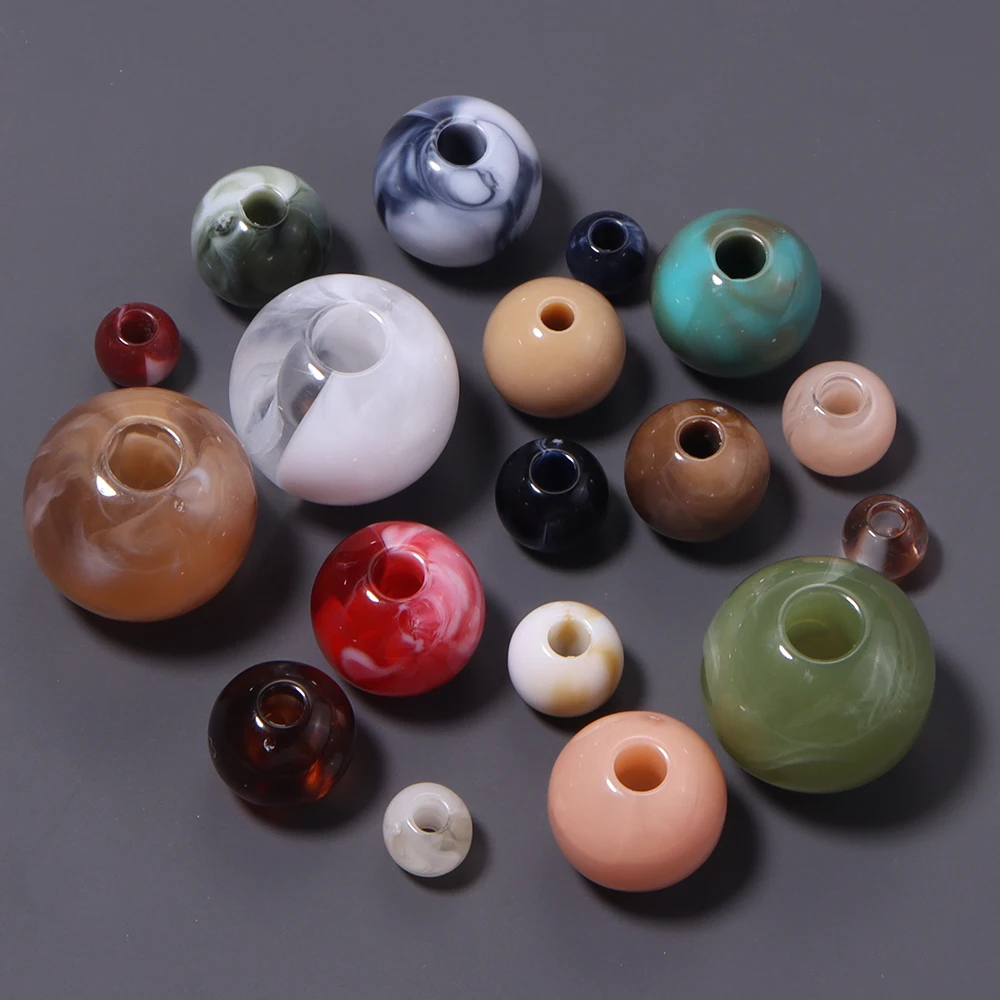 20-300pcs Imitation Stone Acrylic Beads Marble Pattern Round Loose Spacer Beads for Jewelry Making Bracelet Crafts Decoration