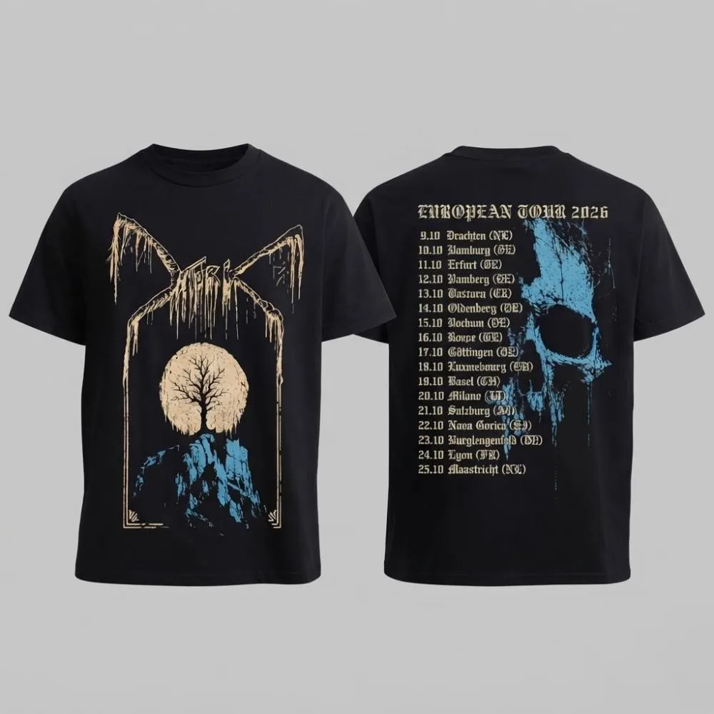 Darkthrone 2026 European Tour TShirt Black Metal Band Double Sided Print Unisex Casual Short Sleeve Vintage Rock Graphic Tee For