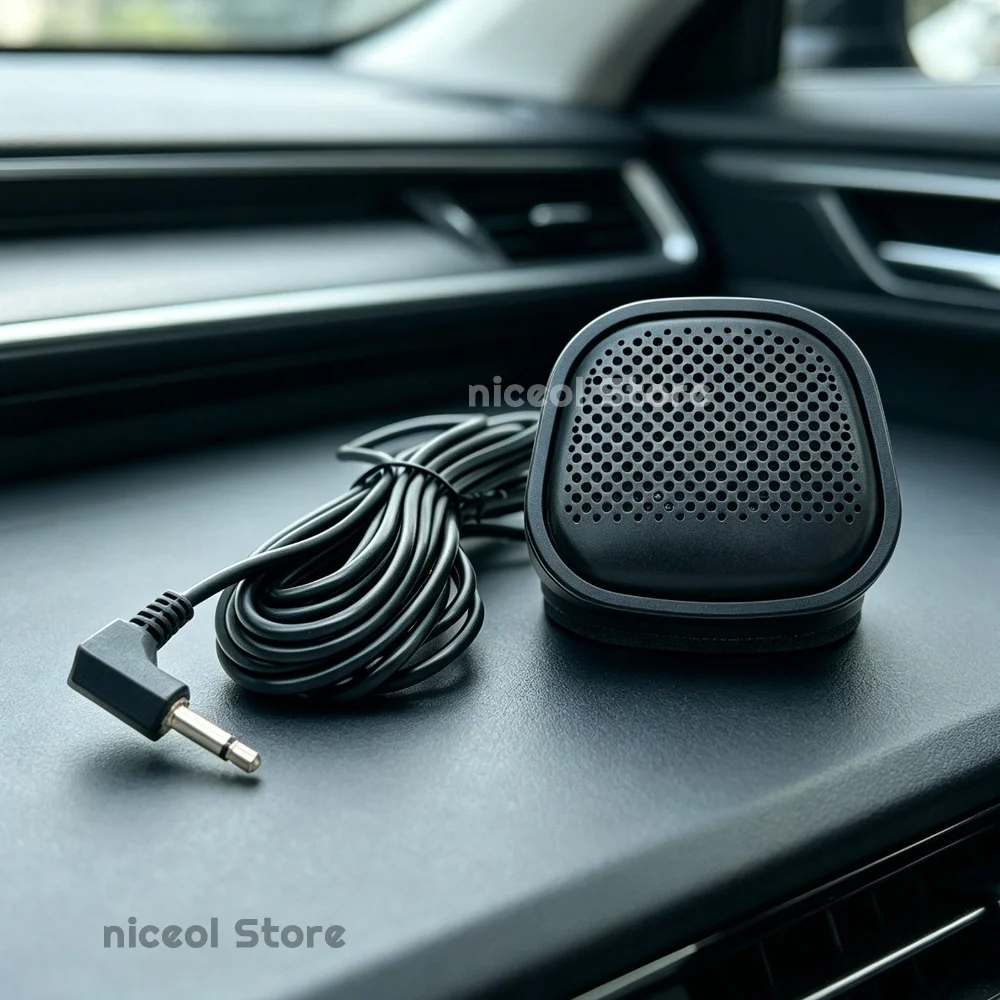 3.5mm External Speaker Mono Right-Angle Plug 5M Cable for Two-Way Radio CB Radio 8 Ohm 3W ABS Housing Dashboard Mount