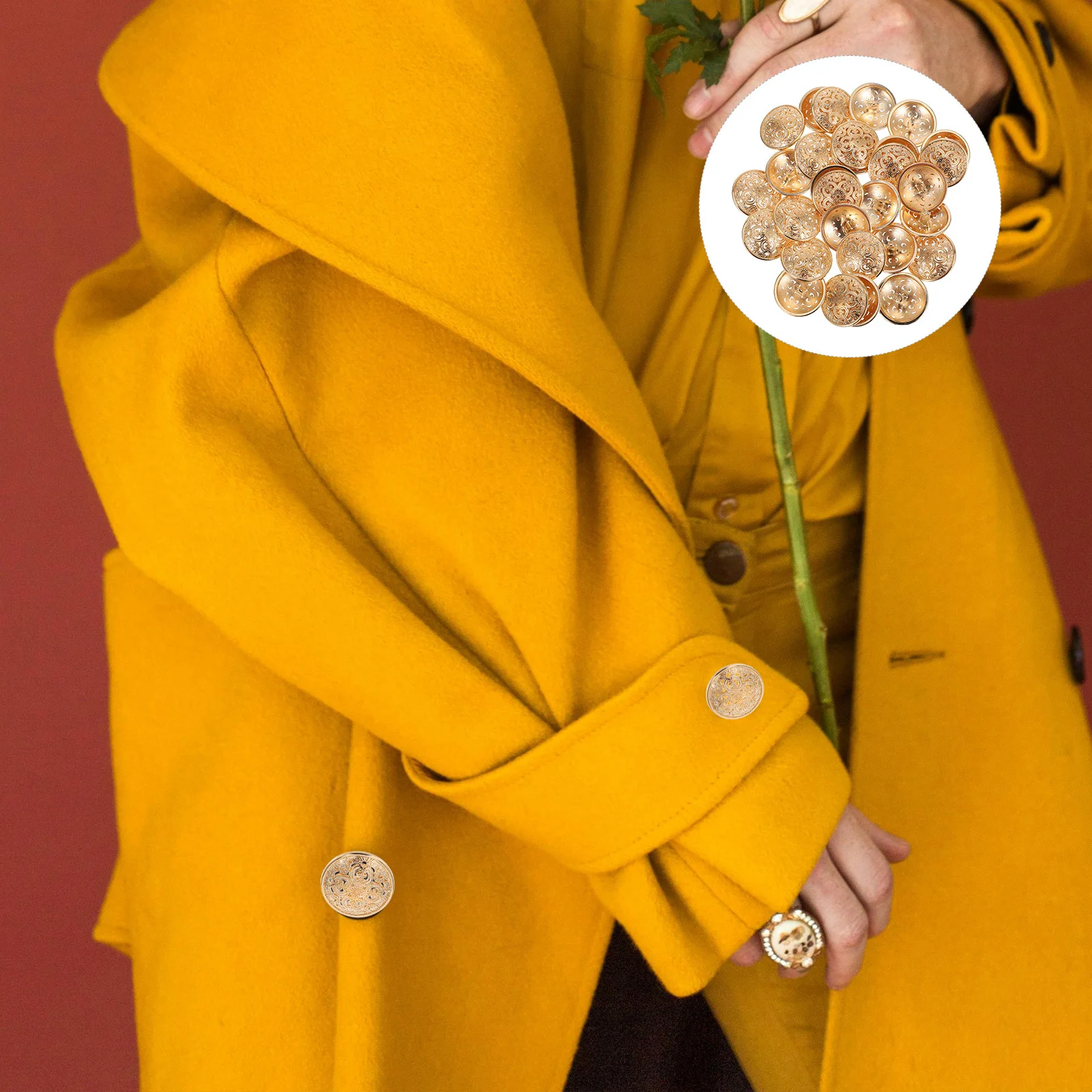 

30pcs 23Mm Metal Buttons Hollow Out Design Rustproof Durable For Clothing Jackets Hats Jeans Diy Craft Sewing Fastener Light