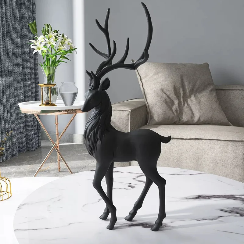 Nordic Creative Deer Office Desk Figurines, Elk Sculpture for Living Room, Home Accessories, Arts and Crafts Supplies