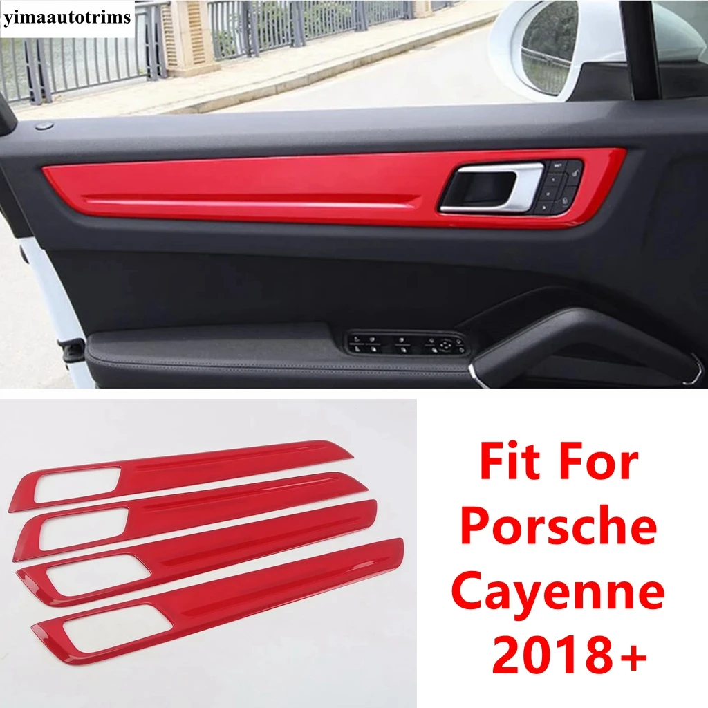 

Car Inner Door Armrest Panel Strip Decoration Cover Trim Red / Carbon Fiber Interior Accessories For Porsche Cayenne 2018 - 2023