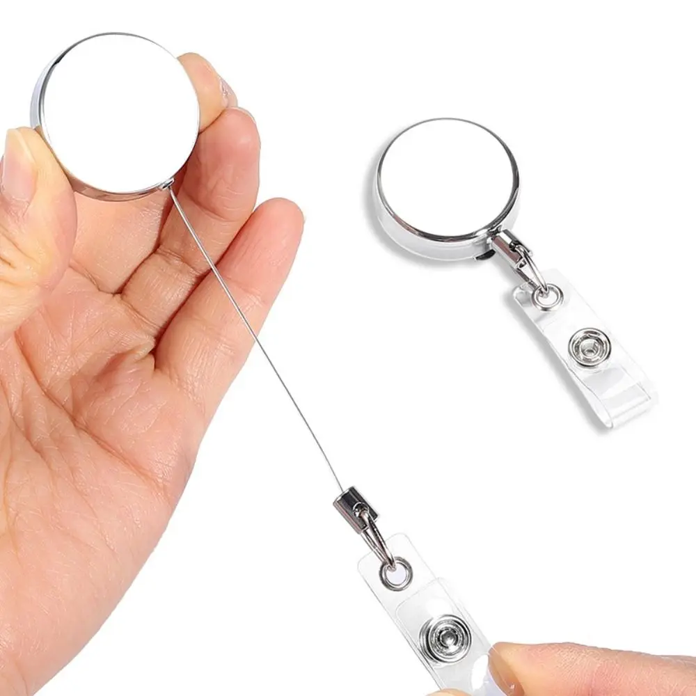 Anti-Lost Retractable Badge Reel Name Tag ID Lanyard ID Badge Holder Keyring Clips Alloy Easy To Pull Buckle Office Accessories