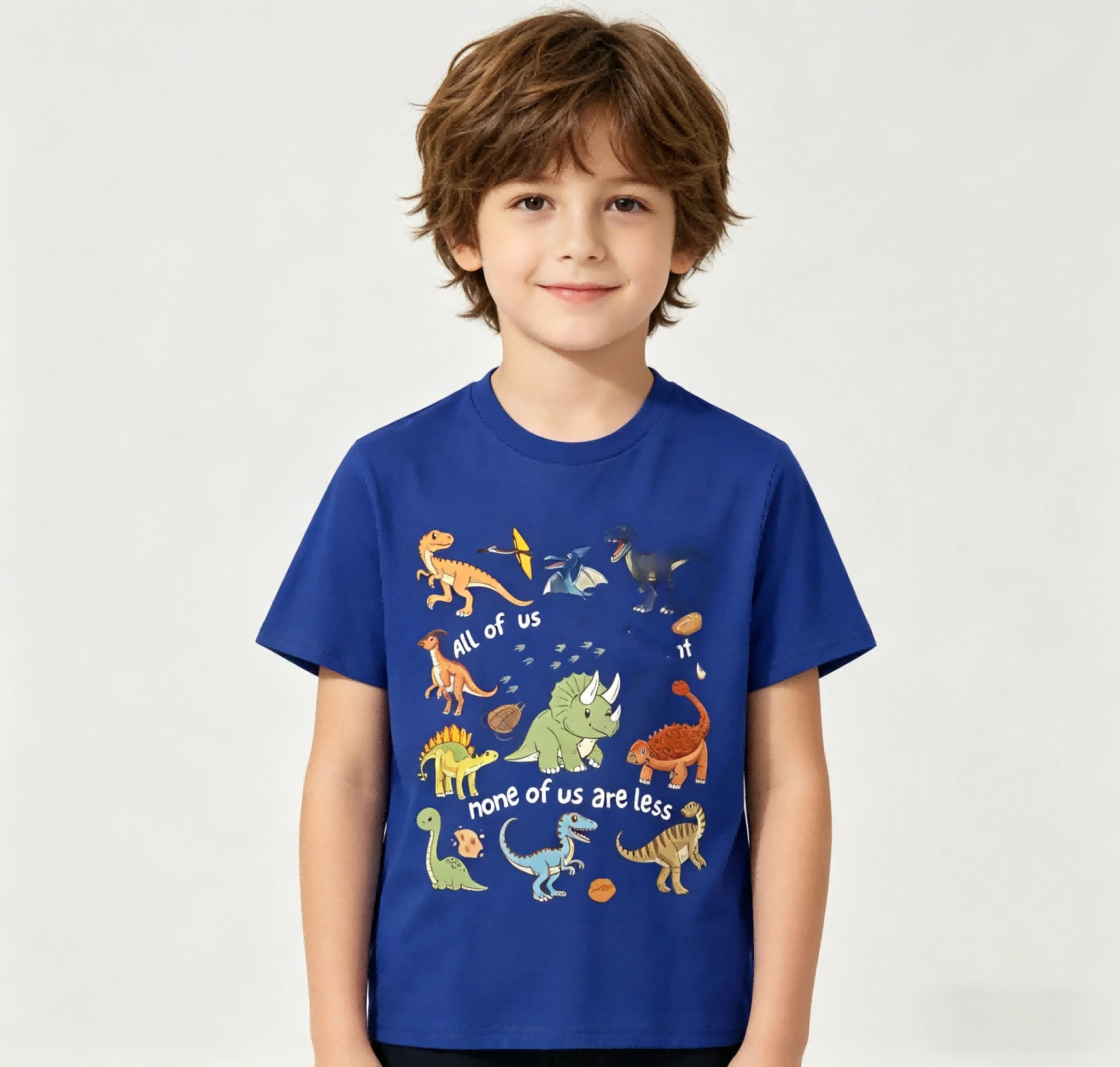 Inclusion Dinosaur All of Us Are Different None Are Less T-Shirt Unisex Children’s Wear Cotton Casual Kid Graphic T Shirts