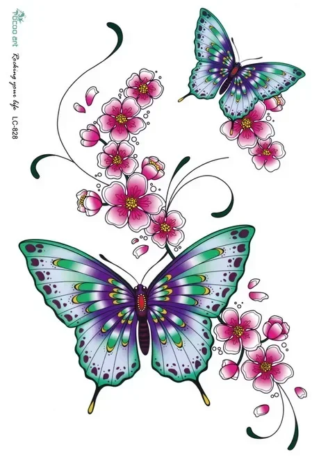 3D sexy Schmetterling temporäre Tattoo Aufkleber Körper kunst Tatouage schöne Blumen gefälschte Tattoo Taty für Dame Frau