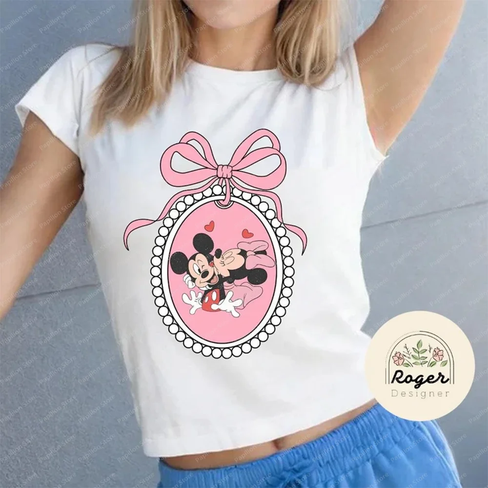 2025 Y2k Disney Girls Gift Trip Croptop Coquette Bow Rapunzel Short Sexy Shirts Clothes Tee Mickey Minnie Birthday Womens Love