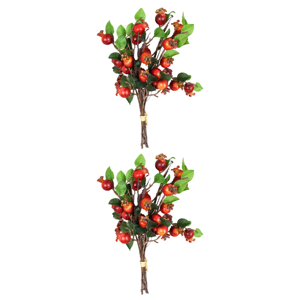 

2pcs Lifelike Pomegranate Fruit Bouquet Artificial Flower Decor For Home Office Wall Party Wedding Decoration Simulation Floral