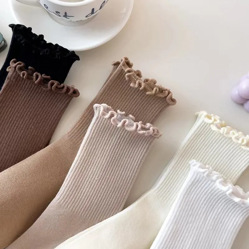 Socks Women's Mid-tude Autumn Fashion Ins Wooden Ear Socks Japanese Pile Pile Socks Preppy Sweet Socks For Women