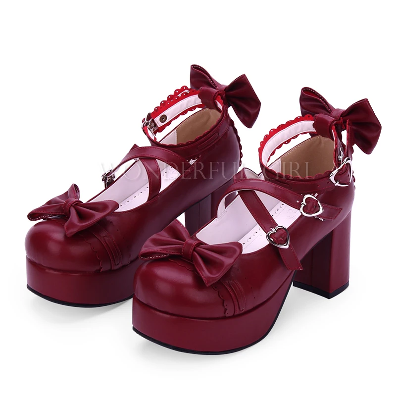 Nuove scarpe Lolita in stile giapponese scarpe Cosplay Anime scarpe da principessa per ragazze scarpe da donna con tacchi alti di Halloween Bowknot