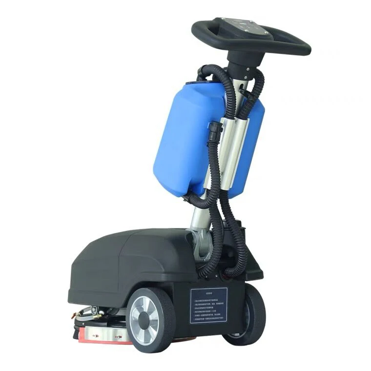 Hand Push Battery Type Mini Auto Floor Scrubber Walk Behind Floor Cleaning Machine For Office, Shop Cleaning