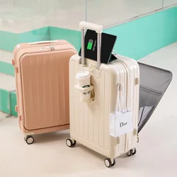 New Front opening charging suitcase Female travel luggage 24 