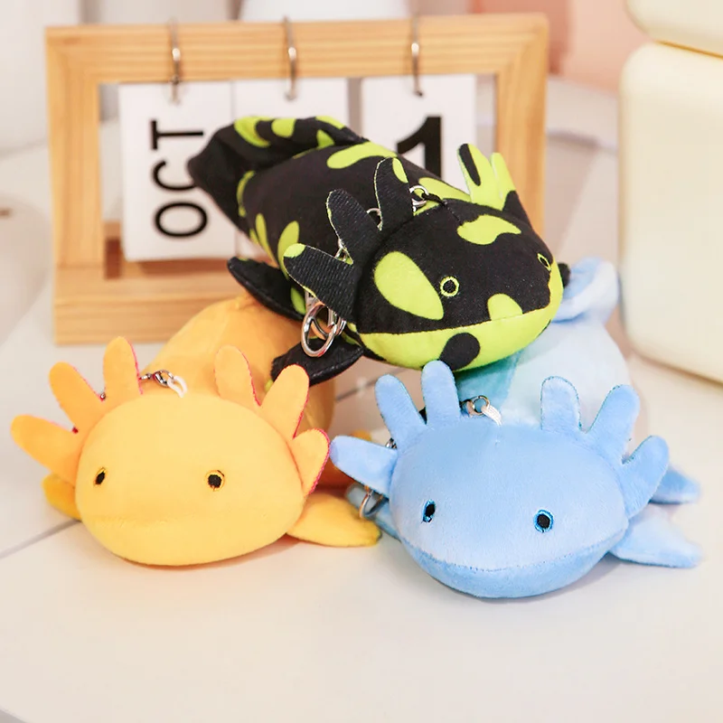 23cm Yellow Grey Blue Axolotl Pendant Cute Newt Salamandra Plush Toy Soft Underwater Animal Doll Pink Birthday Gift for Kid Girl