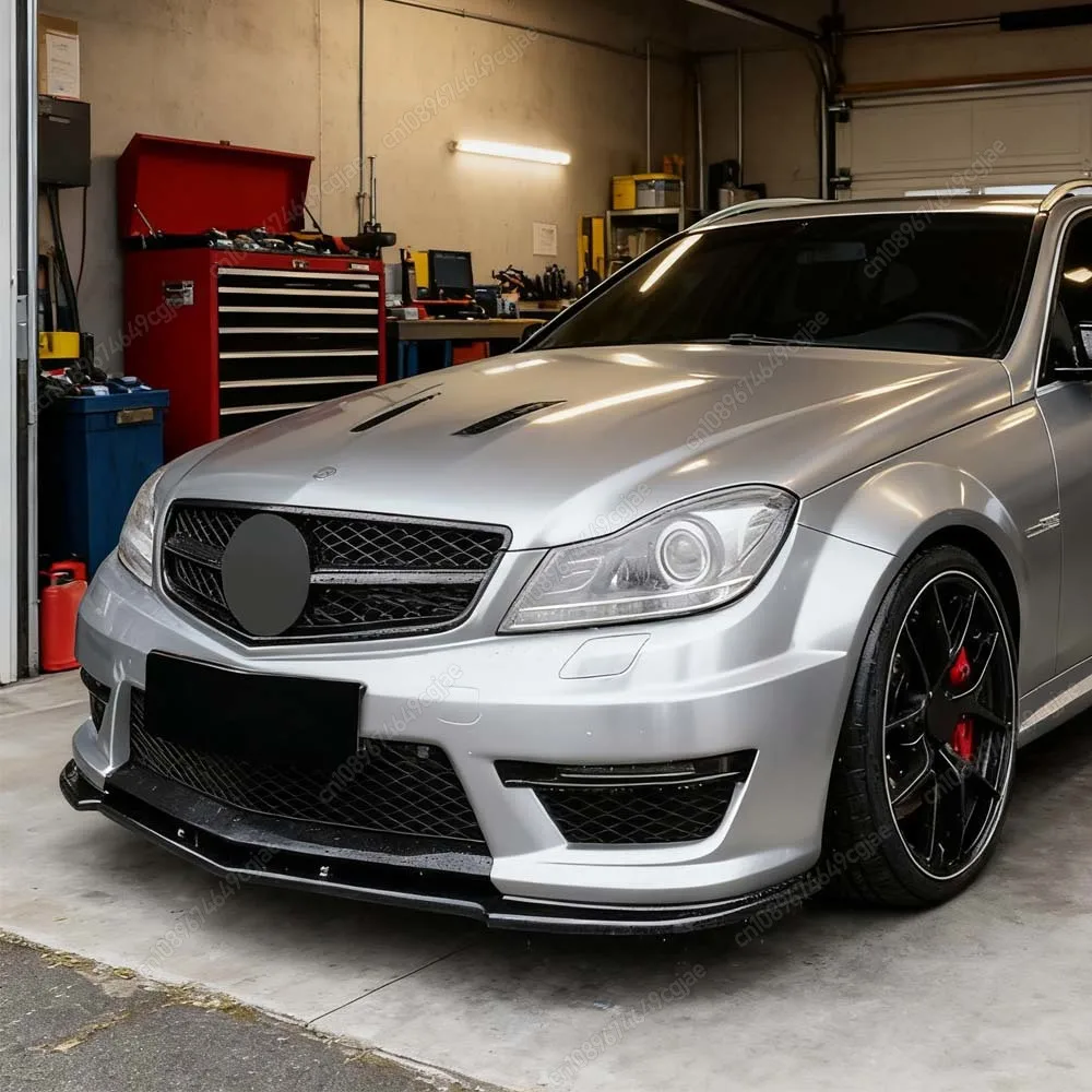 

Передний бампер автомобиля, разделитель губ, диффузор, спойлер, комплект кузова, защита для Mercedes Benz C Class C63 W204 AMG 2011-2014 Facelift, черный