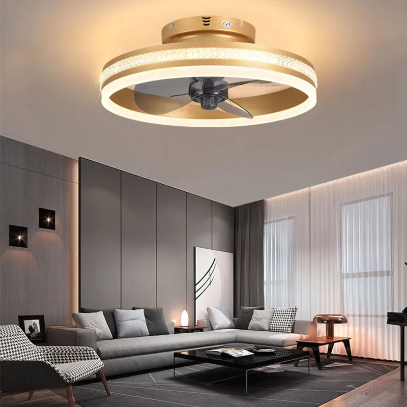 Ceiling Fans With LED Light Modern Nordic Dining Table Bedroom Ceiling Lamp Ventilator Remote Control 220V Led 3 Color Lighting