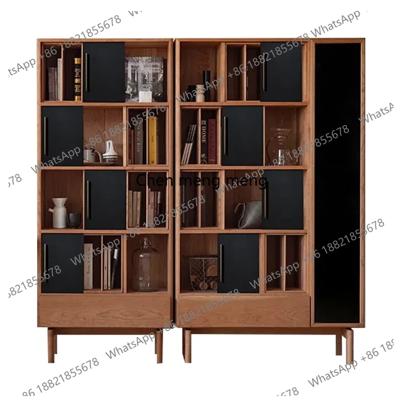 

Solid wood combination bookshelf against the wall floor shelf simple storage rack design furniture