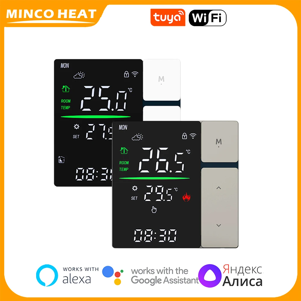 

Minco Heat NEW Button Version Thermostat 3A/16A for Water/Gas Boiler/Floor Heating Thermostat Support Alice/Alexa/Google Home