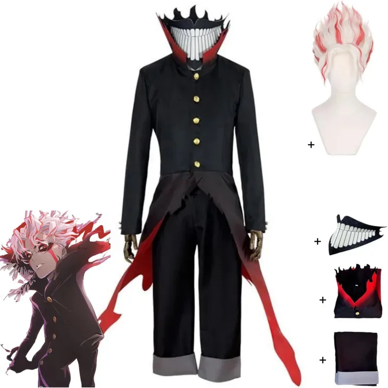 Kostum Cosplay Anime Da Dan Takakura Ken Mantel Kekuatan Nenek Okarun Pakaian Merah Hitam Masker Wig Pesta Halloween ir;l5