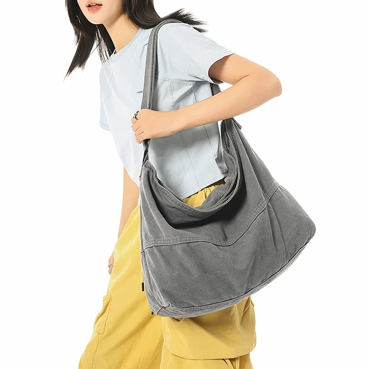 Male Casual Canvas Large Size Crossbody Bag Female Student Cotton Street Fabric Y2K School Big Capacity Soft Hobo Shoulder Bag