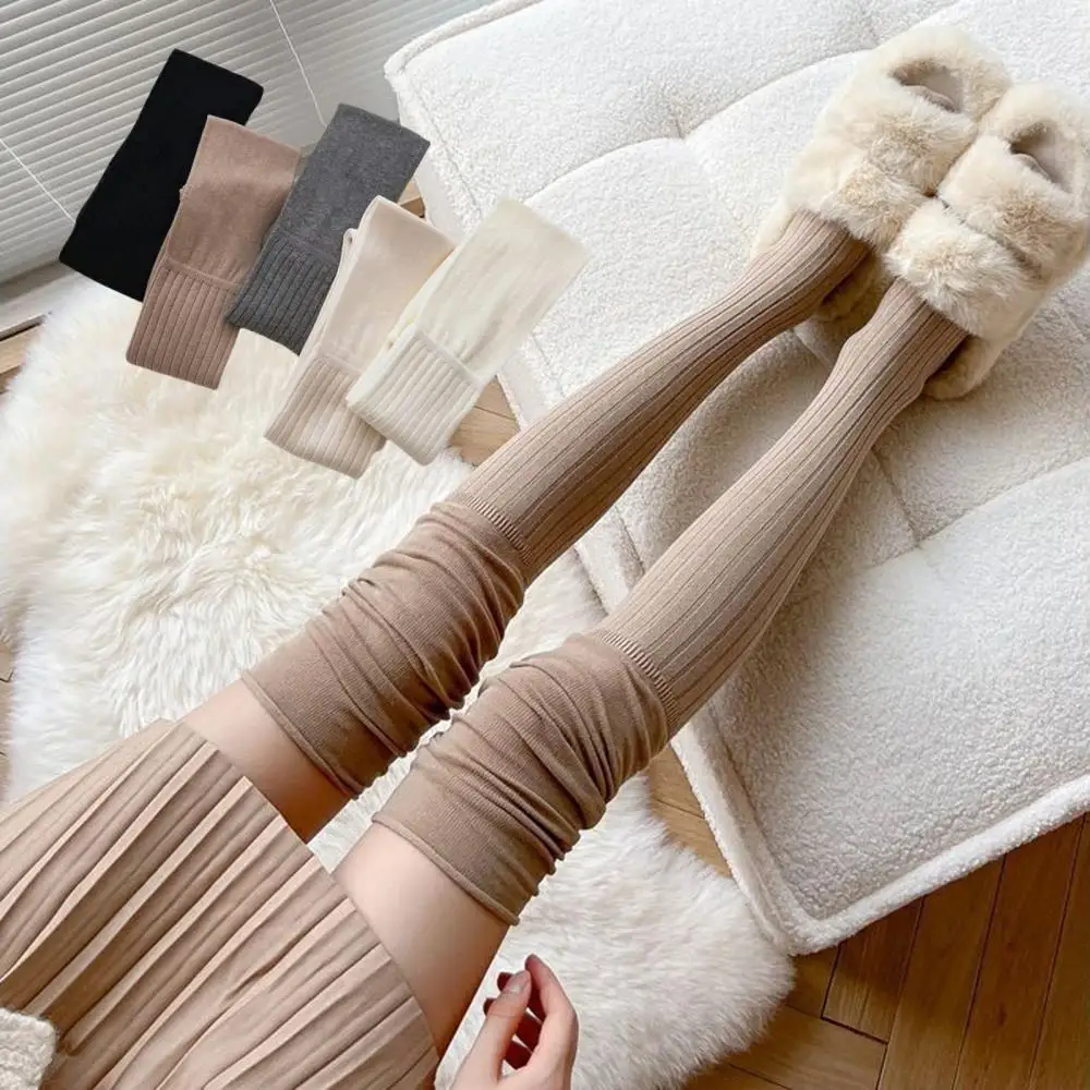 Autumn Winter Women Cotton Knit Stockings Sweet Girl Lolita Jk Solid Color Over Knee Socks Warm Outdoor Coldproof High Stockings