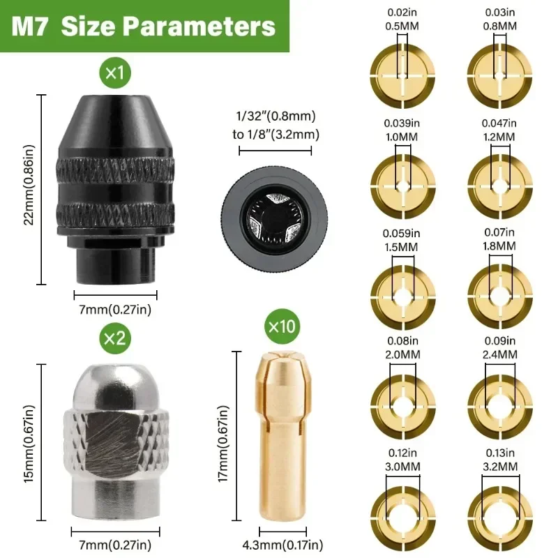 28 قطعة مثقاب الخشب للمعادن كوليت تشاك محول مجموعة دريمل 1/32 "إلى 1/8" 4486 استبدال أداة الملحقات أدوات عرقوب بدون مفتاح #6