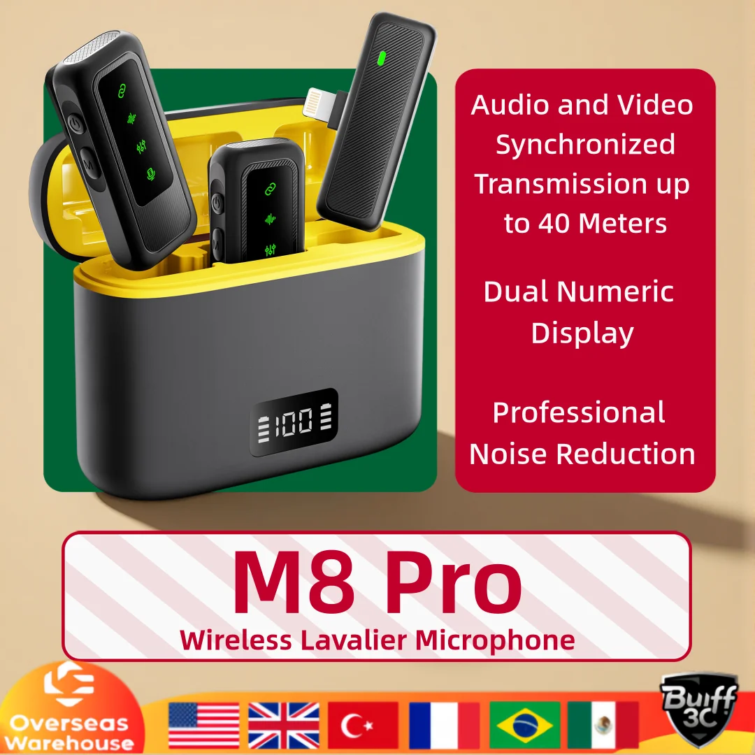 

M8 Pro Wireless Lavalier Microphone for Cell Phones Type-C Iphone Mini Microphone withCharging Cas Professional noise reduction