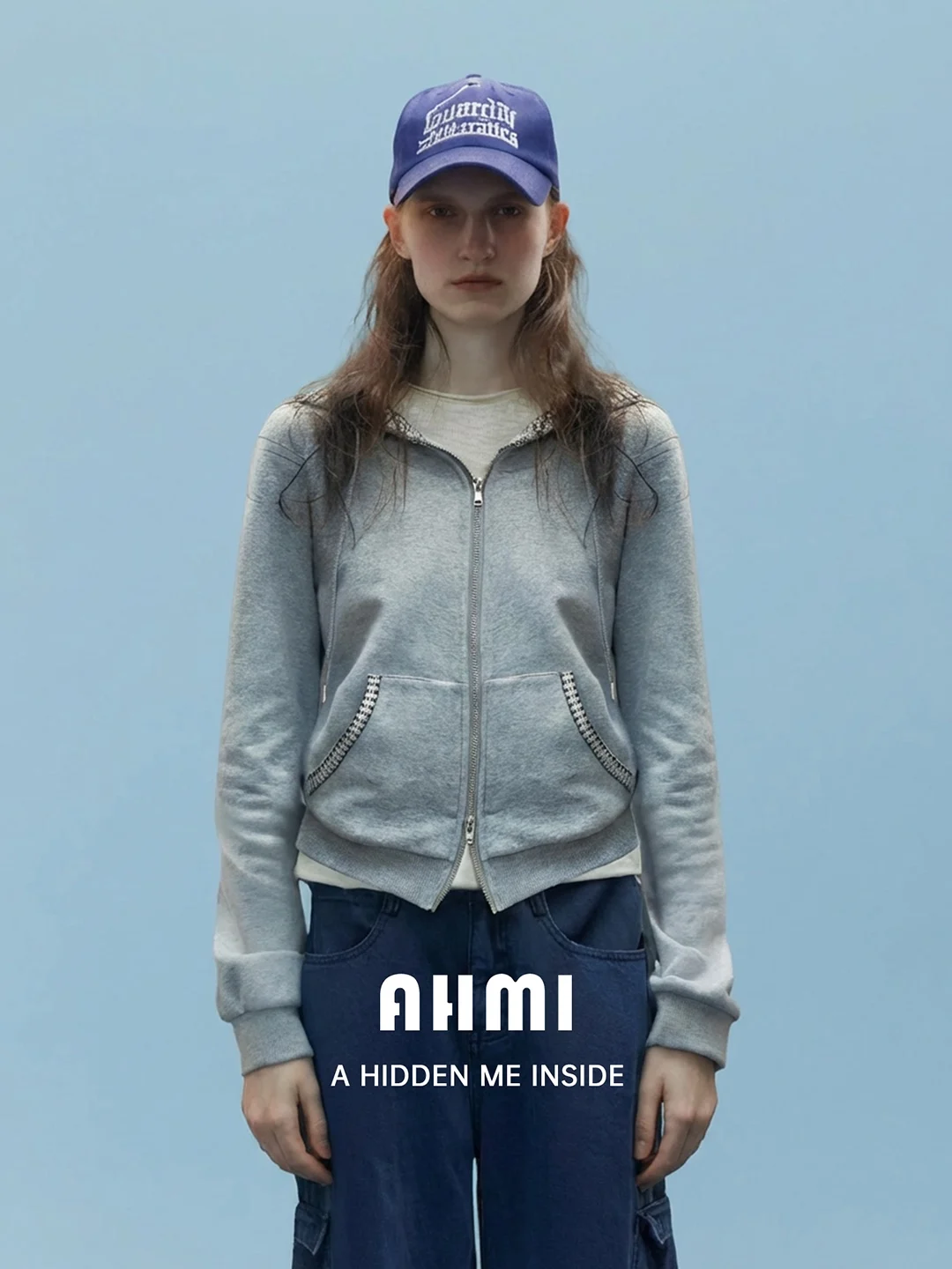 

Женская свободная повседневная толстовка AHMI в американском ретро-стиле с капюшоном, двойной молнией и длинными рукавами, весна-осень