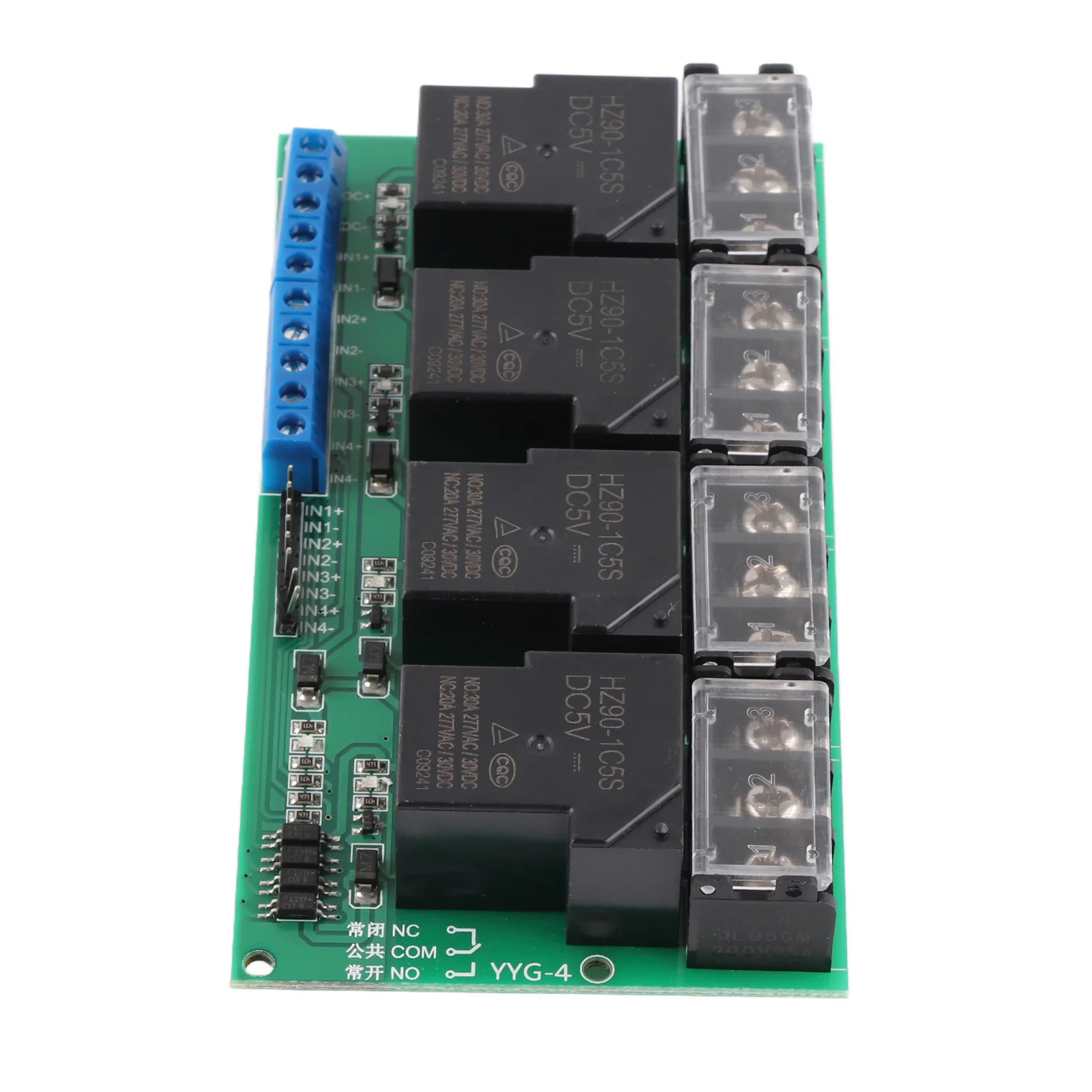 Four Way Relay Module High Power Four Way Relay Module Control Panel Optocoupler Isolation 30A YYG‑4 MCU Optocoupler Isolation