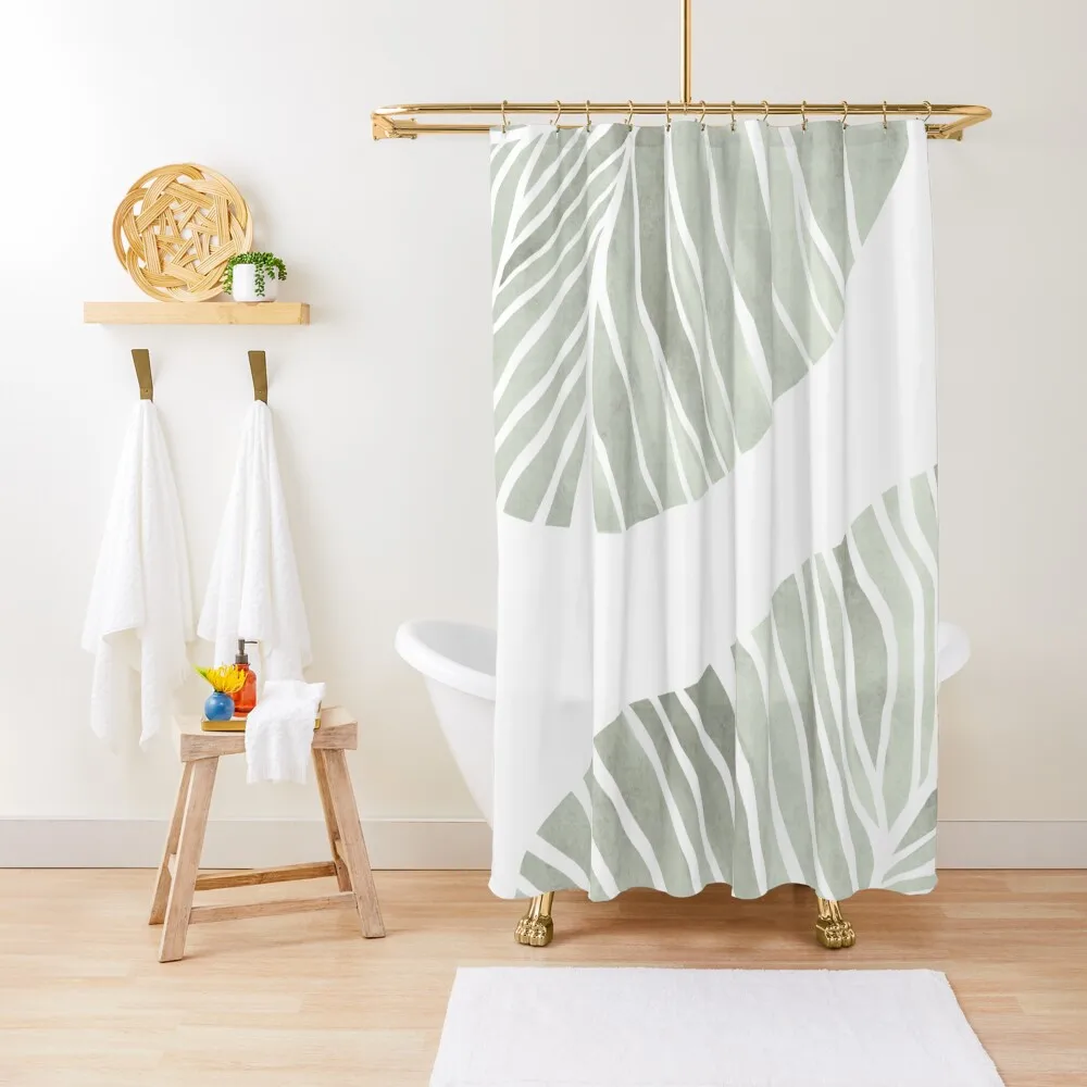 

Sage green tropical leaves Shower Curtain Modern Bathroom Accessories Cover Curtain