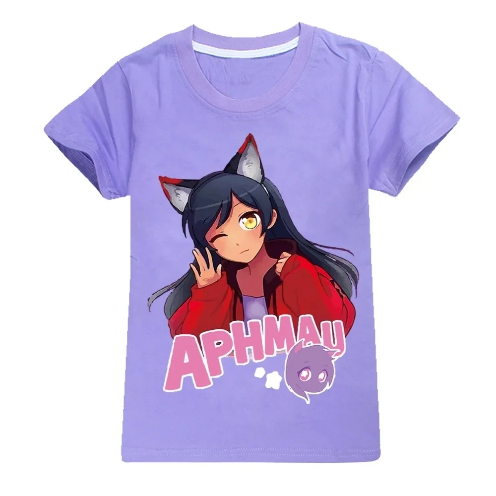 2024 New APHMAU T-shirt Kids Summer Clothes Baby Girls Cartoon Tshirt Boys O-neck Short Sleeve Tops Children\'s Birthday Clothing