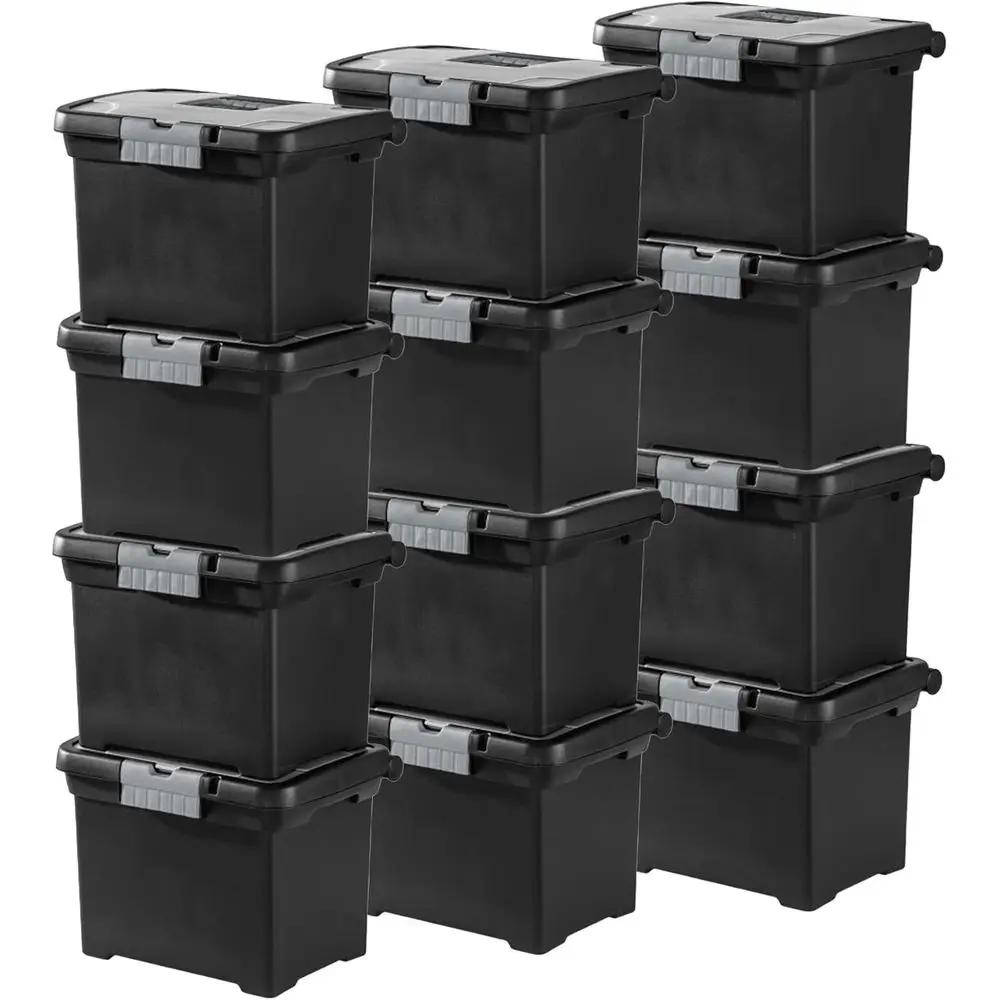 

Lockable File Box Organizer with Handle and Clear Lid (12 Pack)