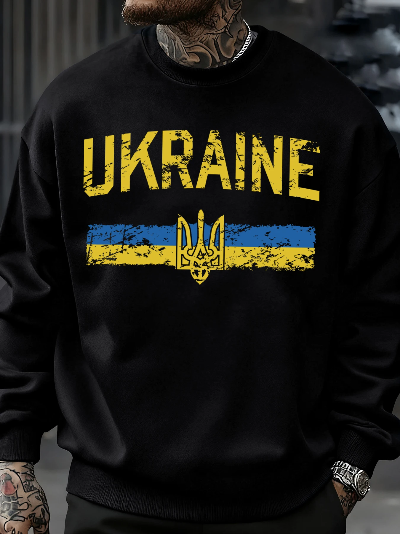 Ukraine Brief Drucke Herbst Männer Sweatshirt Fleece Weiche Streetwear Crewneck Lose Pullover Hipster Hip Hop Mode Kleidung