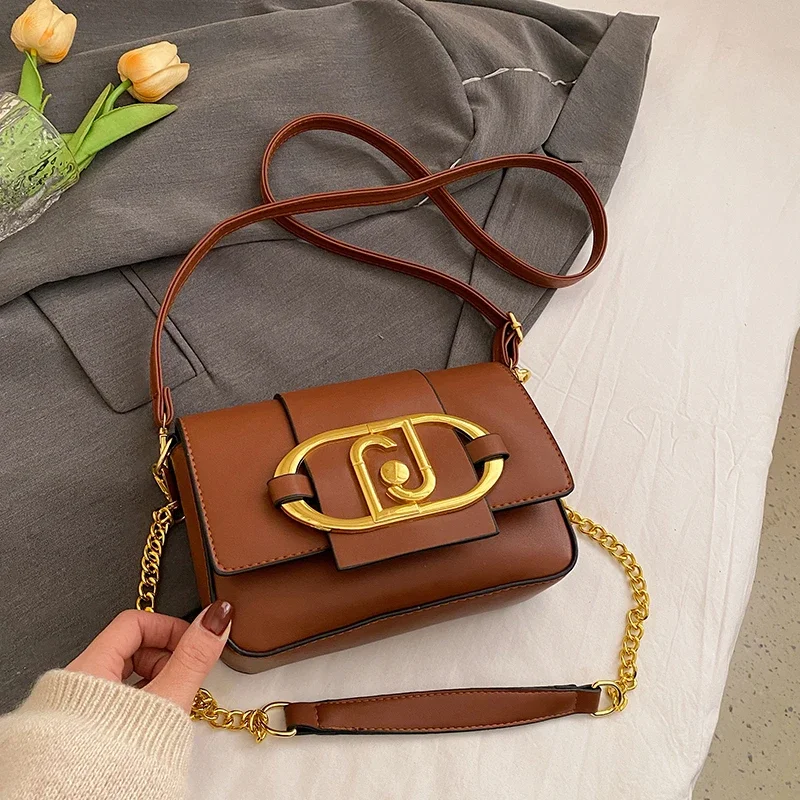 Modern Solid Color Crossbody Bag - Stylish Women's Clutch With High-End Leather & Trendy Letter Design