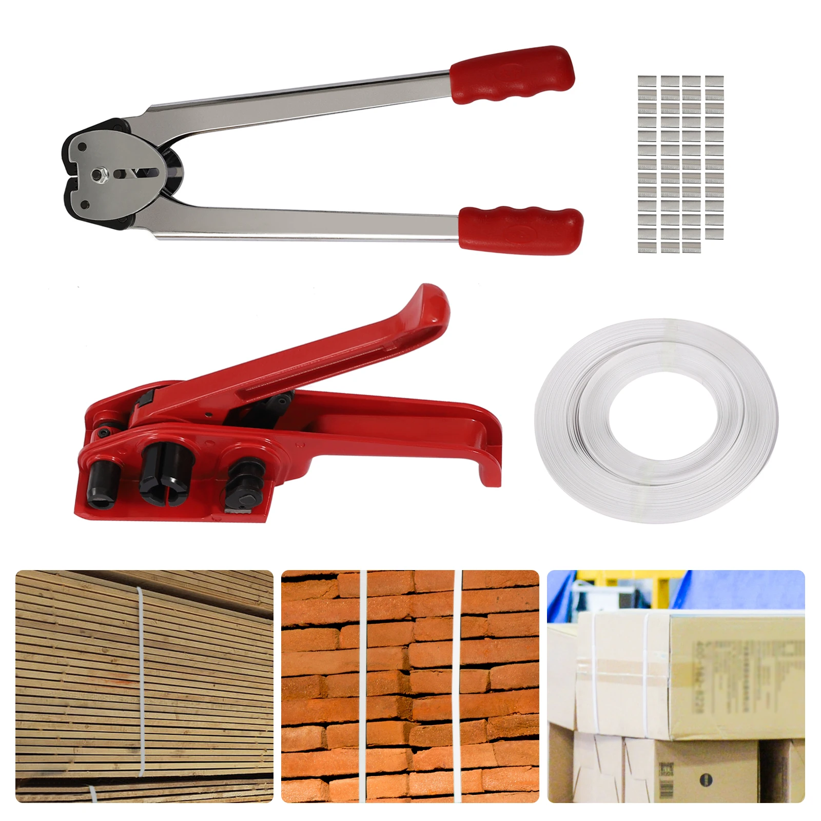 

Aluminum Strapping Tool Kit, 1000N Tensioner Sealer for 0.6-0.7in Strapping, Cargo Securing for Home & Industrial Use