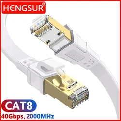 HENGSUR-Câble Ethernet CAT8, 40Gbps, 2000MHz, RJ45, 10m, 20m, 30m, Patch Internet, pour Modem Routeur, Aan 8