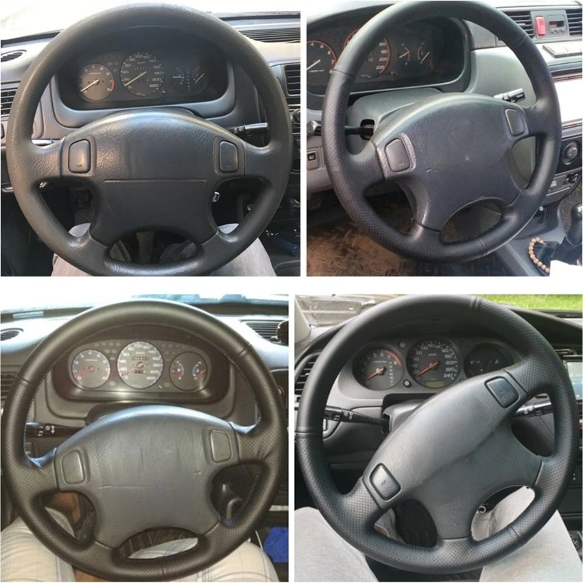 DIY Black Artificial Leather Car Steering Wheel Cover for Honda CRV CR-V 1997-2001 Accord 6 1998-2002 Odyssey 1998-2001 Prelude