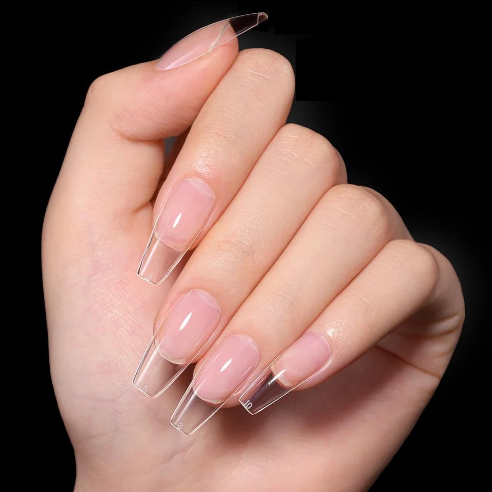 600 piezas de puntas de uñas transparentes, formas variadas, tamaños 10/12, para uñas postizas 5