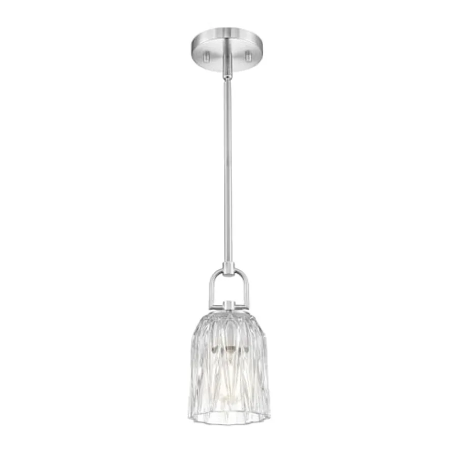

Brushed Nickel Pendant Light Fixtures Glass Pendant Light Modern Pendant Lighting for Kitchen Bedroom Hotel E26 Base 4FH83MIL B
