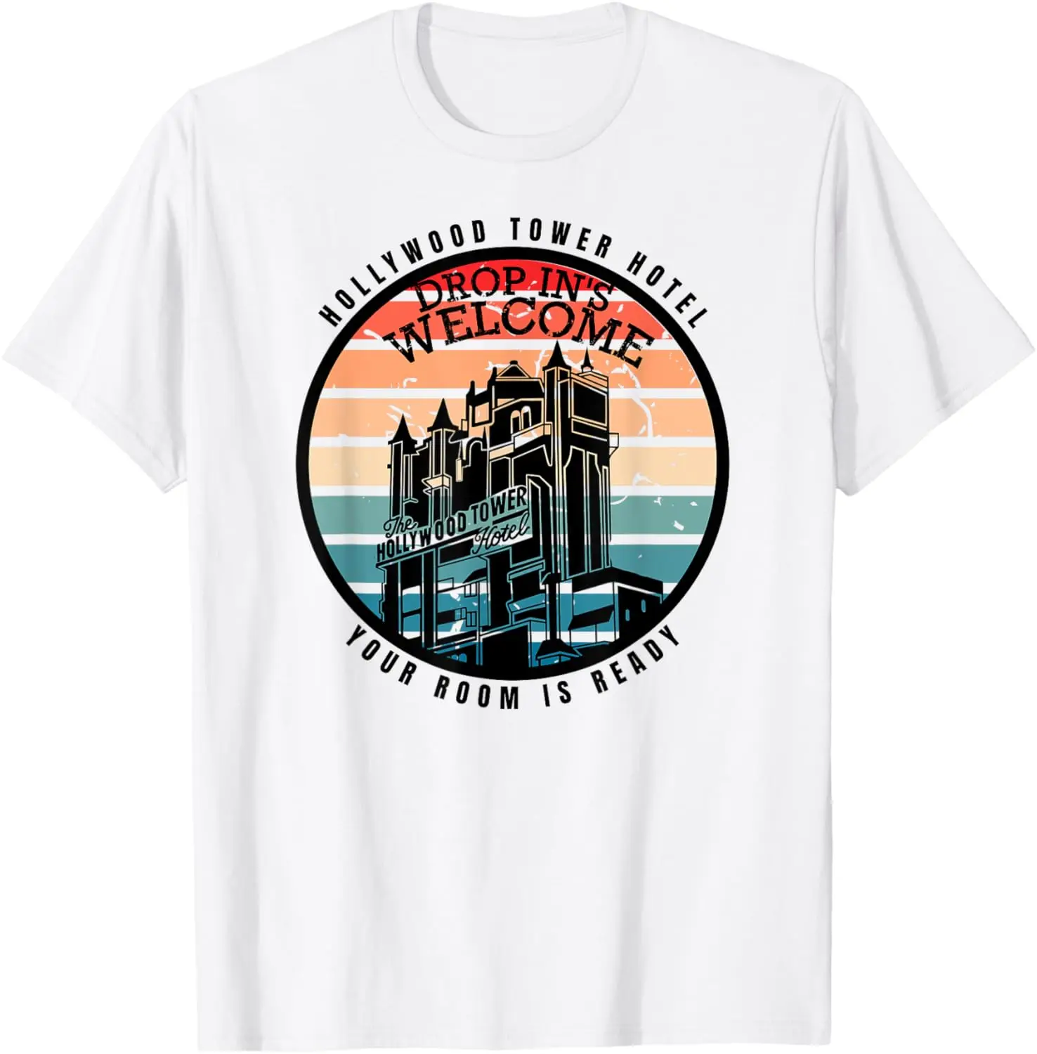 

Hollywood Tower Hotel, Theme Park Ride, Drop In's Welcome T-Shirt Anime Clothes Streetwear Mens T Shirts Graphic Camisas Oversiz