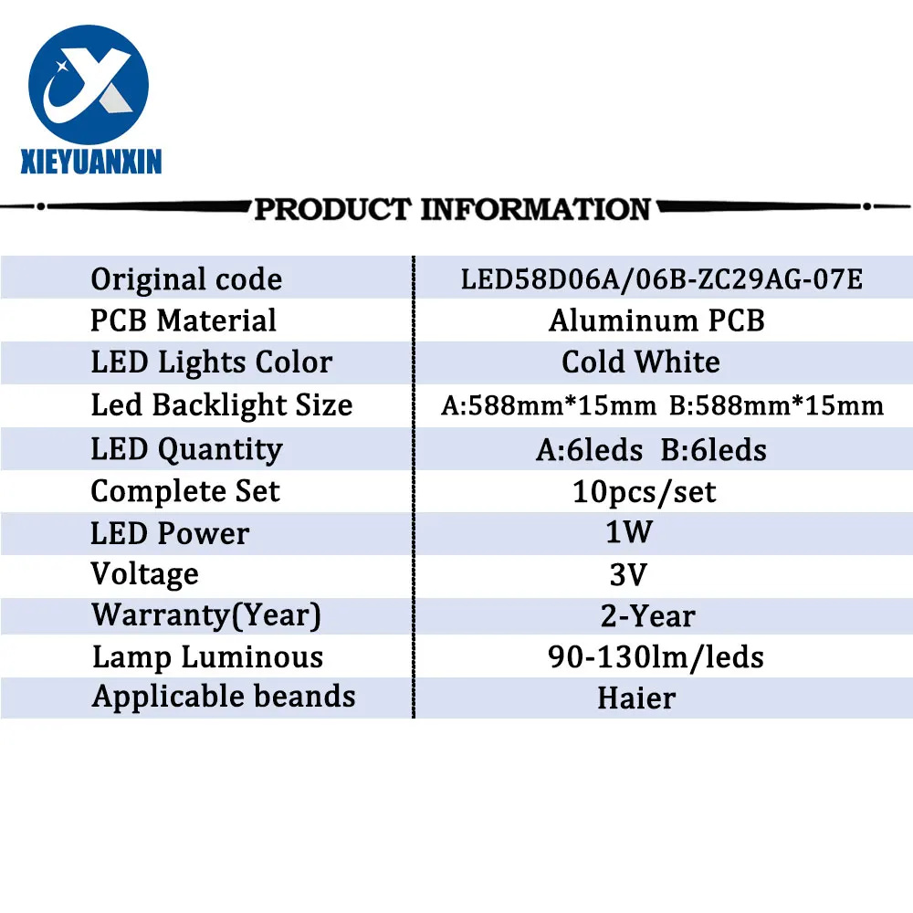 10 шт. Светодиодная лента для подсветки телевизора Haier/JVC 58 дюймов LS58H710X LS58H610G LU58C51 LS58A51 LS58AL88D91 U58K5 G58U LS58H710X