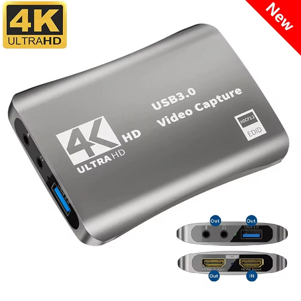 Przechwytywanie wideo 1080P 60fps 2K 30 fps USB 3.0 HDMI-kompatybilna płyta przechwytywania strumieniowego dla PS4 5 Nintendo Switch placa de captura