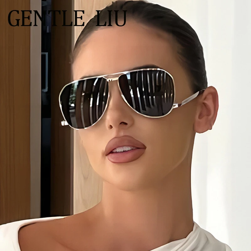 Classic Double Beam Oval Sunglasses Women Men 2024 Luxury Brand Vintage Big Frame Sun Glasses For Ladies Driving Eyewear UV400