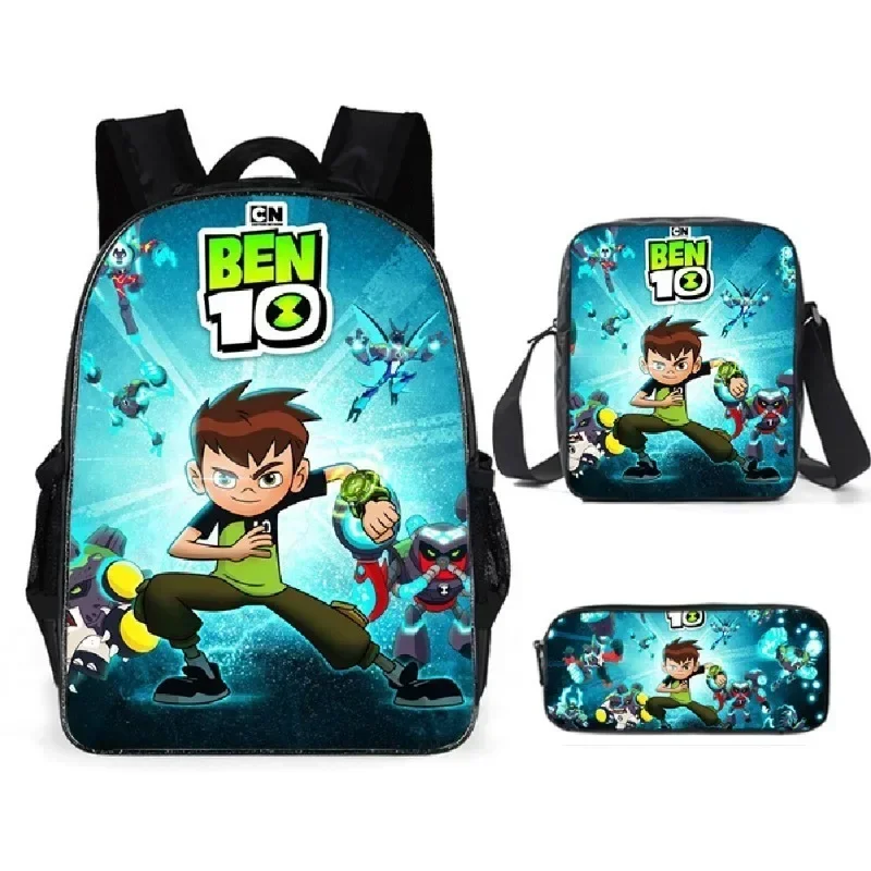 BANDAI Ben 10 Children's Backpacks Student Lunch Packs Stationery Pencil Case Travel Camping Storage Knapsack Holiday Gifts