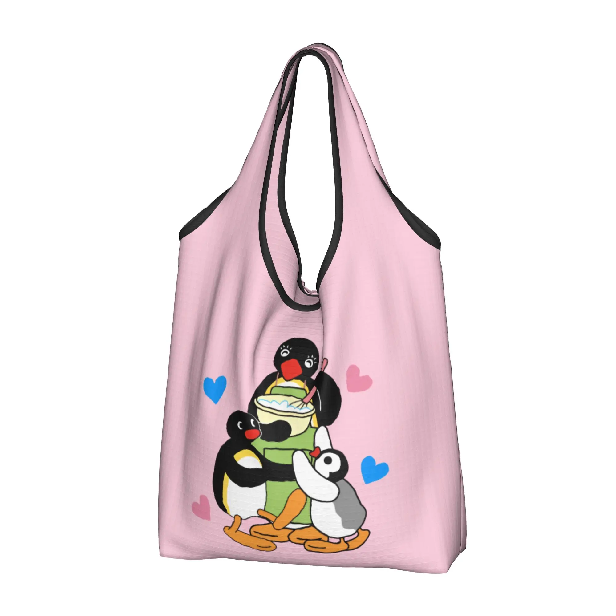 Recycling Penguin Cartoon Manga Shopping Bag Women Tote Bag Portable Japan Grocery Shopper Bags