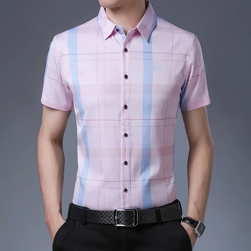 

New Men's Casual Printed Short Sleeved Lapel Shirt for Summer Fashion Comfort No Ironing Wrinkle Resistant Top