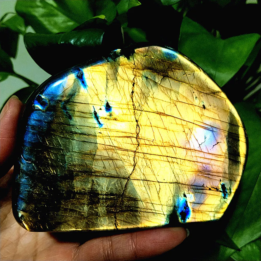 Natural Stone BlueYellow Light Labradorite Crystal Freeform Energy Spiritua Meditation Chakras Reiki Healing Home Room Decor
