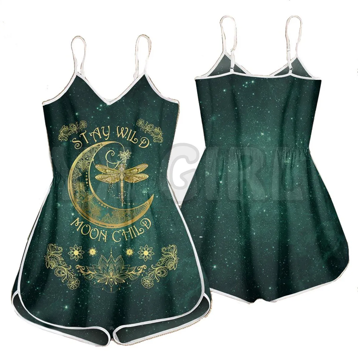 YX GIRL Macacão Hippie com Estampa 3D de Girassol, Roupas de Verão Bohemia para Mulheres
