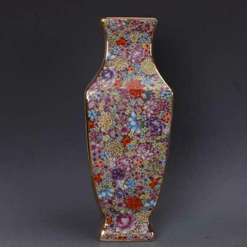 

12.6 inch China Qing Dynasty Famille-rose Porcelain Ten Thousand Flowers Vase