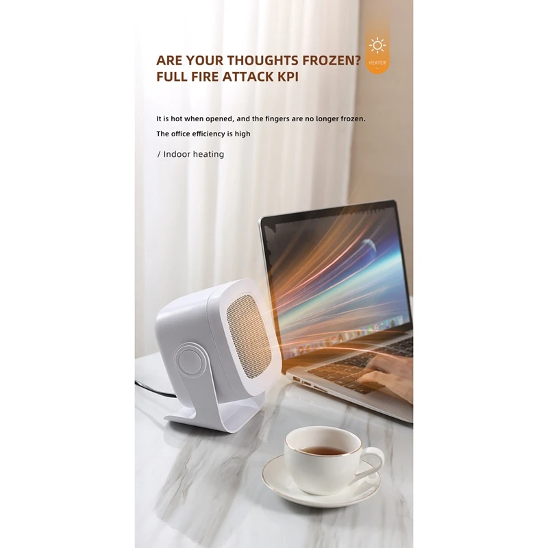 Calefator portátil pequeno do Desktop, tomada da UE para o uso home, calefator do espaço, CA 100-240V, 1 PC