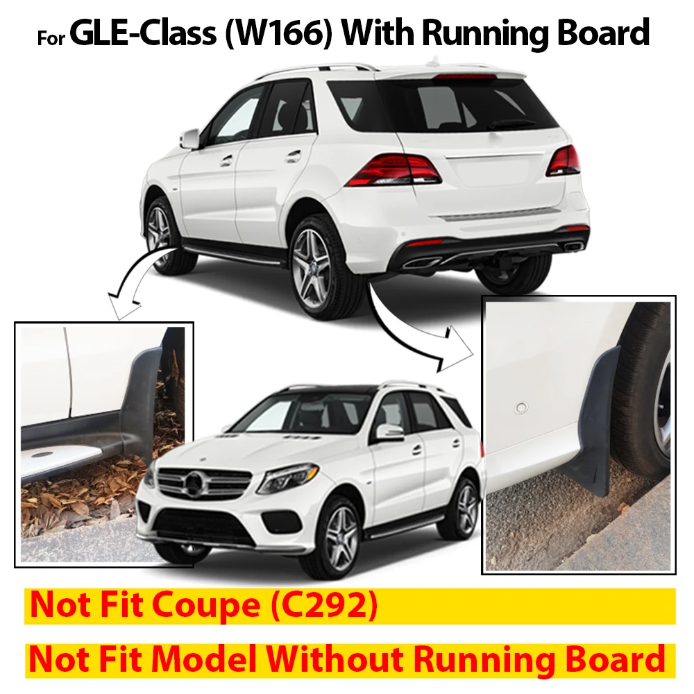 Car Mudflaps For Benz GLE Class W166 2016 - 2019 GLE63 GLE43 GLE450 Mud Flaps Splash Guards Mudguards Flap Front Rear 2017 2018